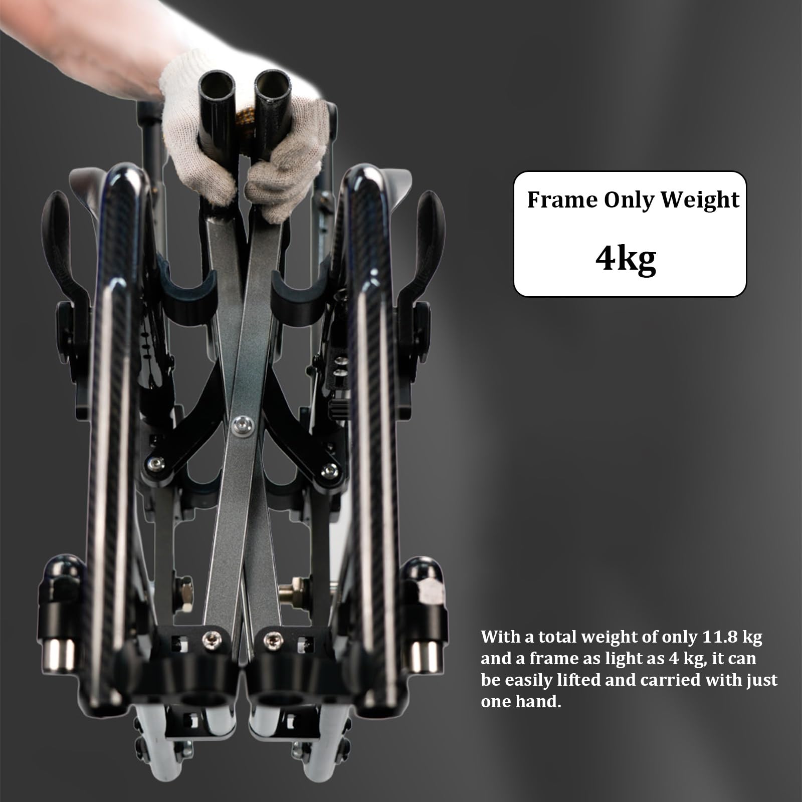 Lekki składany wózek inwalidzki, aluminium, hamulec ręczny, zdejmowany podnóżek, hamulce ręczne, do użytku na zewnątrz (zielony, 38 cm/14,9 cala)