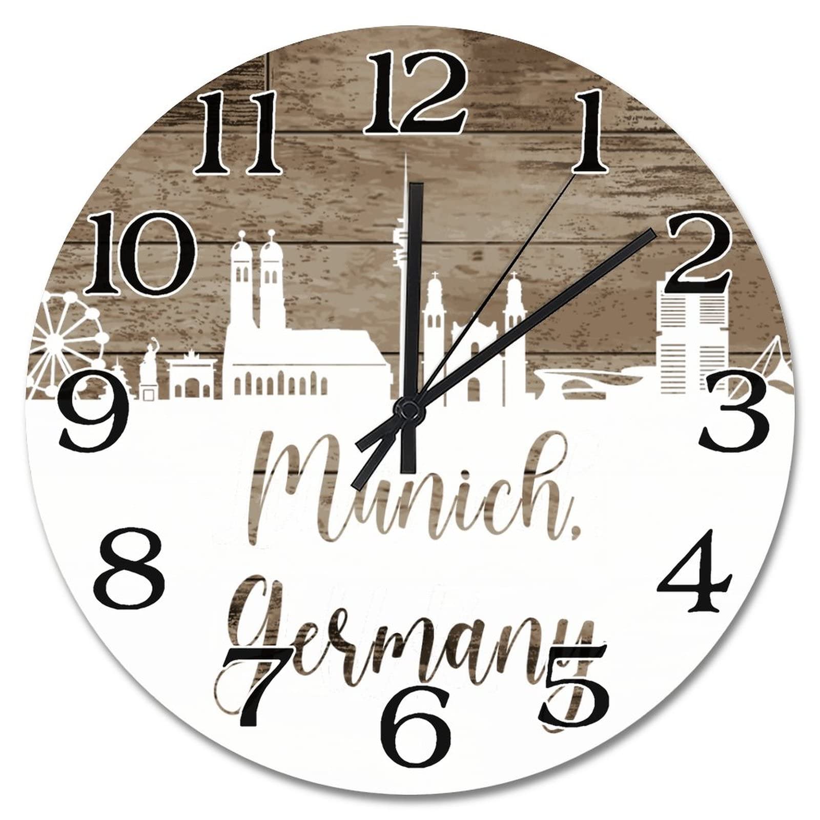 Horloge murale Munich de 38 cm silencieuse pour la décoration du salon