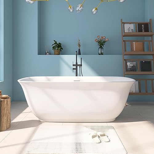 Miniatura 18 de Bañera independiente de acrílico de 67 pulgadas, bañera independiente, bañera de remojo, certificado cUPC, CM (blanco brillante)