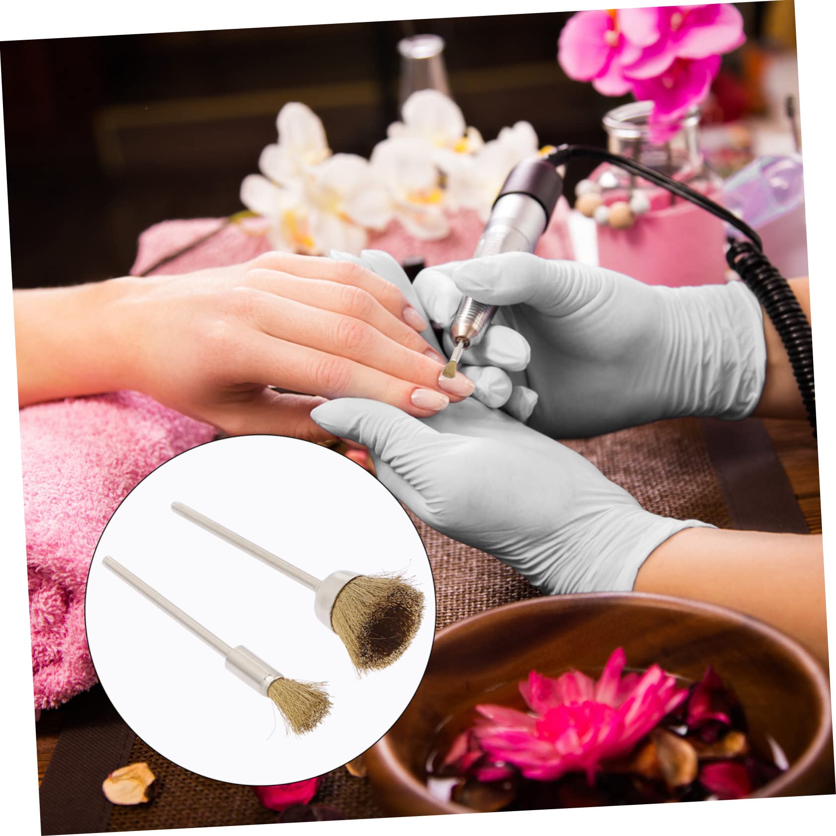 Housoutil 20pezzi Spazzole Per Unghie Rame Professionali Per Manicure Art Per La e Dei Bit Per Trapano Unghie