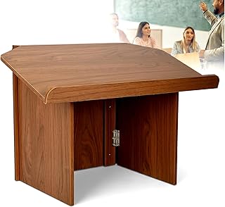 uyoyous Podium für die Kirche klappbarer Notenständer mit Buchständer Tragbares Design aus Holz und Stahl Ständer für Präsentationen im Klassenzimmer Maße: 68 x 38 x 48,4 cm (L x B x H)