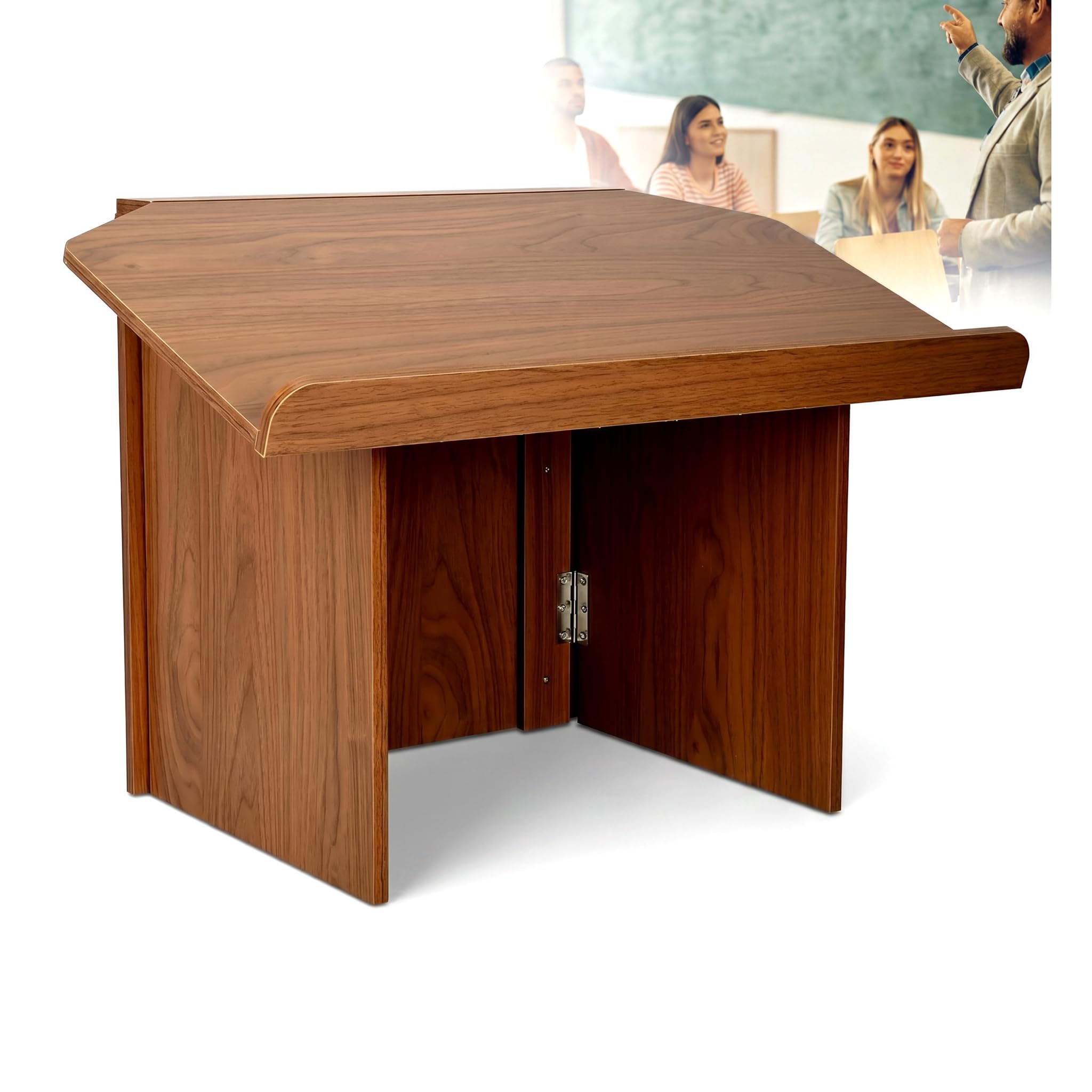 uyoyous Podium pour Église Pupitre Pliable avec Support pour Livres | Portable en Bois et Acier Support pour Présentations en Classe Dimensions: 68L x 38l x 48,4H cm