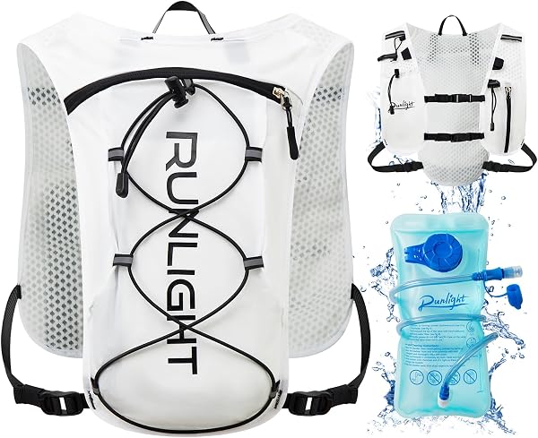 Runlight Gilet de course pour homme et femme, sangles de poitrine réglables, gilet d'hydratation avec bouteille d'eau de 1500 ml - 1