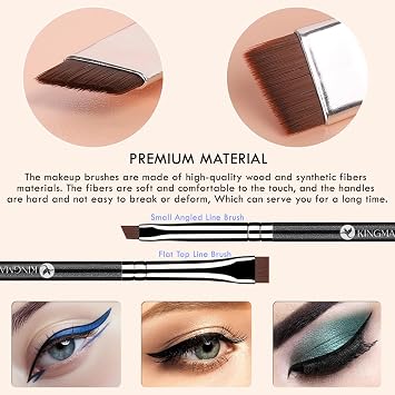 KINGMAS 7pcs Eyeliner Brush Set, Angled Flat Gel Eye Liner Makeup Brushes, Ultra Thin Liner Brush, Fine Point Eyeliner Brushes for Women Girls