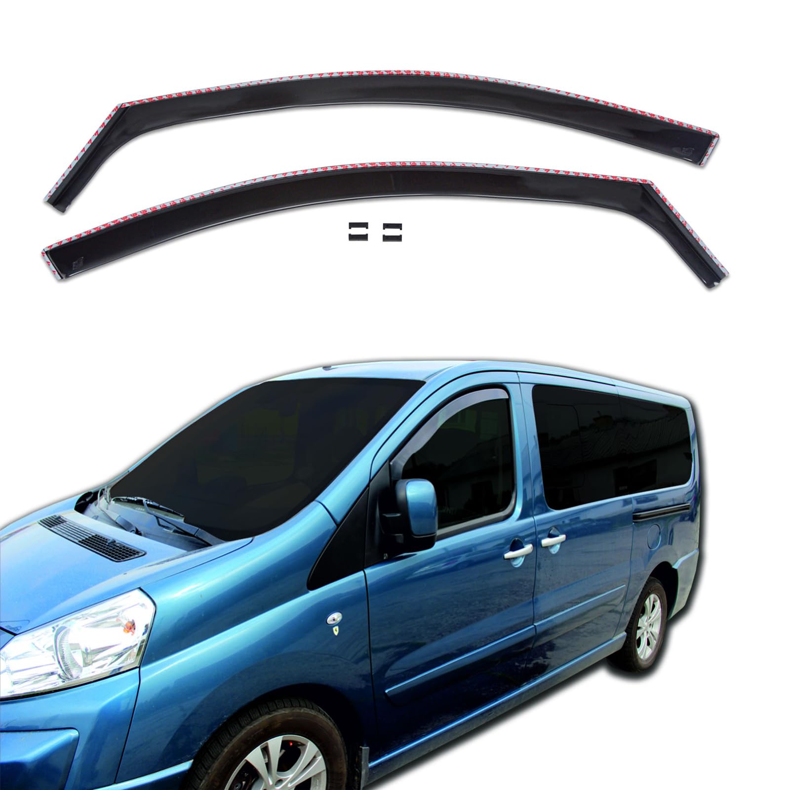 J&J AUTOMOTIVE GD Déflecteurs d'air et de Vent pour Fiat Scudo 2007-2016 2pcs, Teintés, Avant et Arrière, Aérodynamique