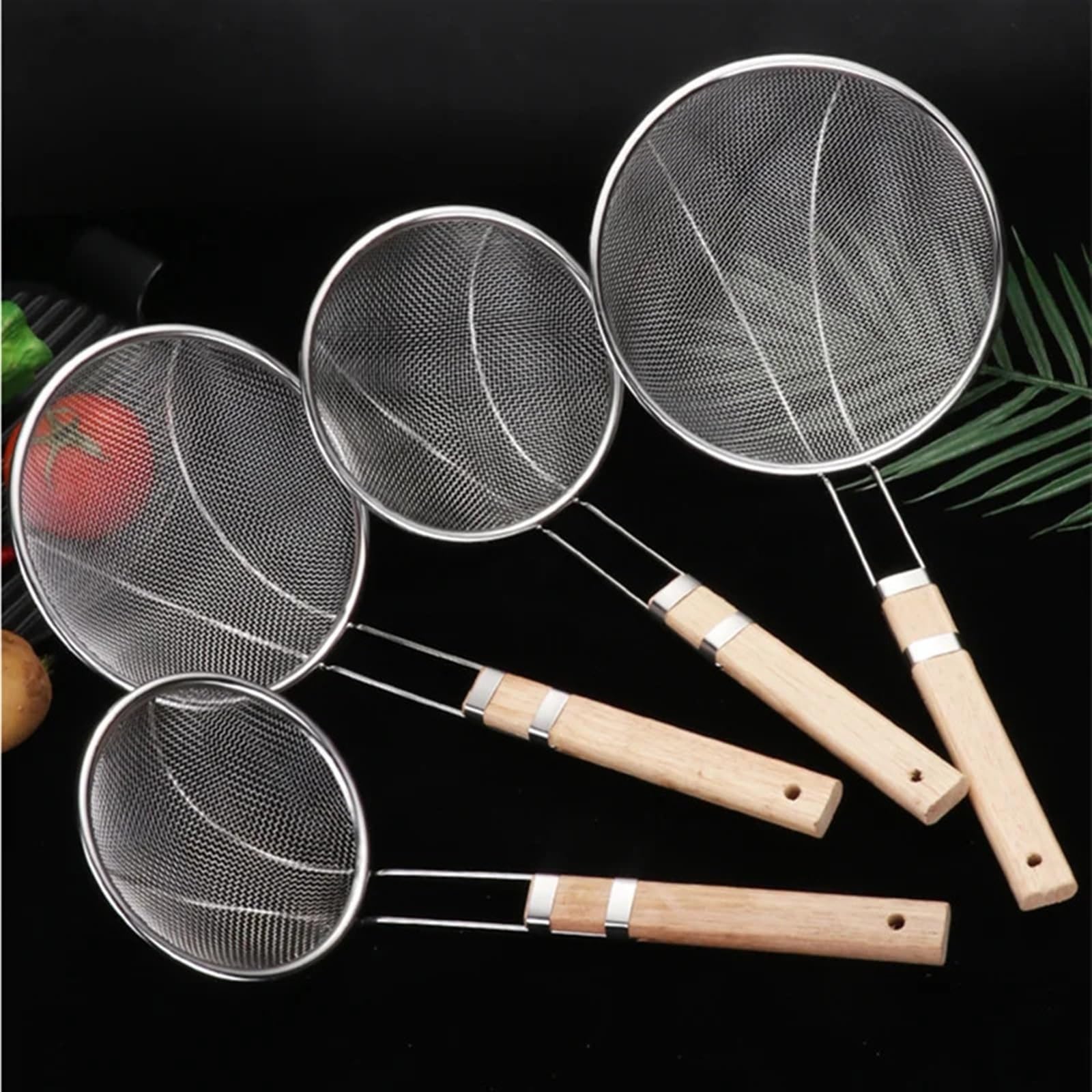 Tamis Cuisine Cuillères filtrantes en Acier Inoxydable de 7 Tailles, passoire à Frites, égouttoir à Nouilles, ustensiles de Cuisine(22CM)
