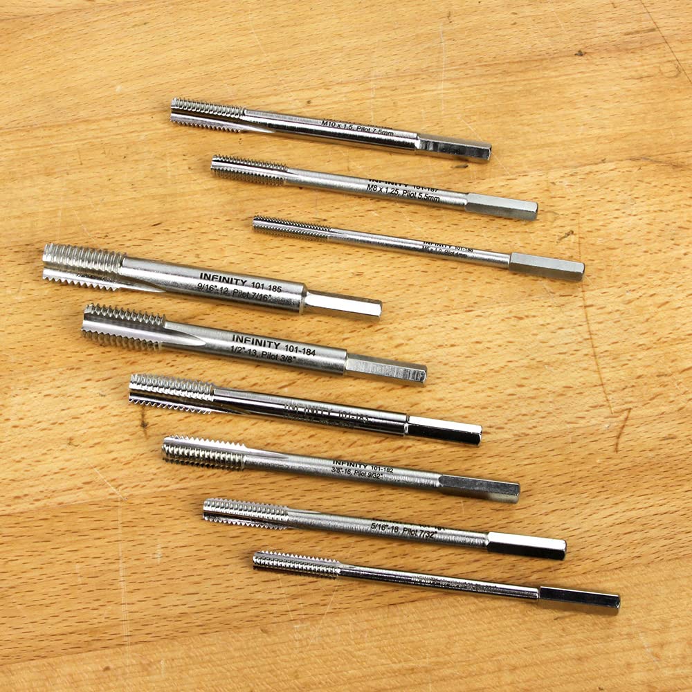 Infinity Cutting Tools 9-Pc. Master Wood Tap Set| Made Specifically for Wood | High Speed Steel and Chrome-Armor Plated