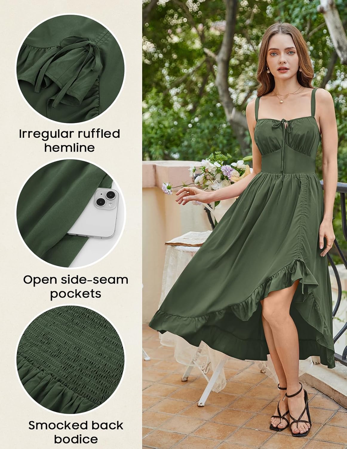 Scarlet Darkness Renaissance Dress Women Summer Corset Dress Flowy Sleeveless Milkmaid Vacation Sundress with Pockets - Image 4