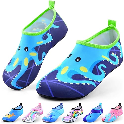 Sunnywoo Water Shoes for Kids Girls Boys，Toddler Kids Swim Water Shoes Quick Dry Non-Slip Water Skin Barefoot Sports Shoes Aqua Socks for Beach Outdoor Sports