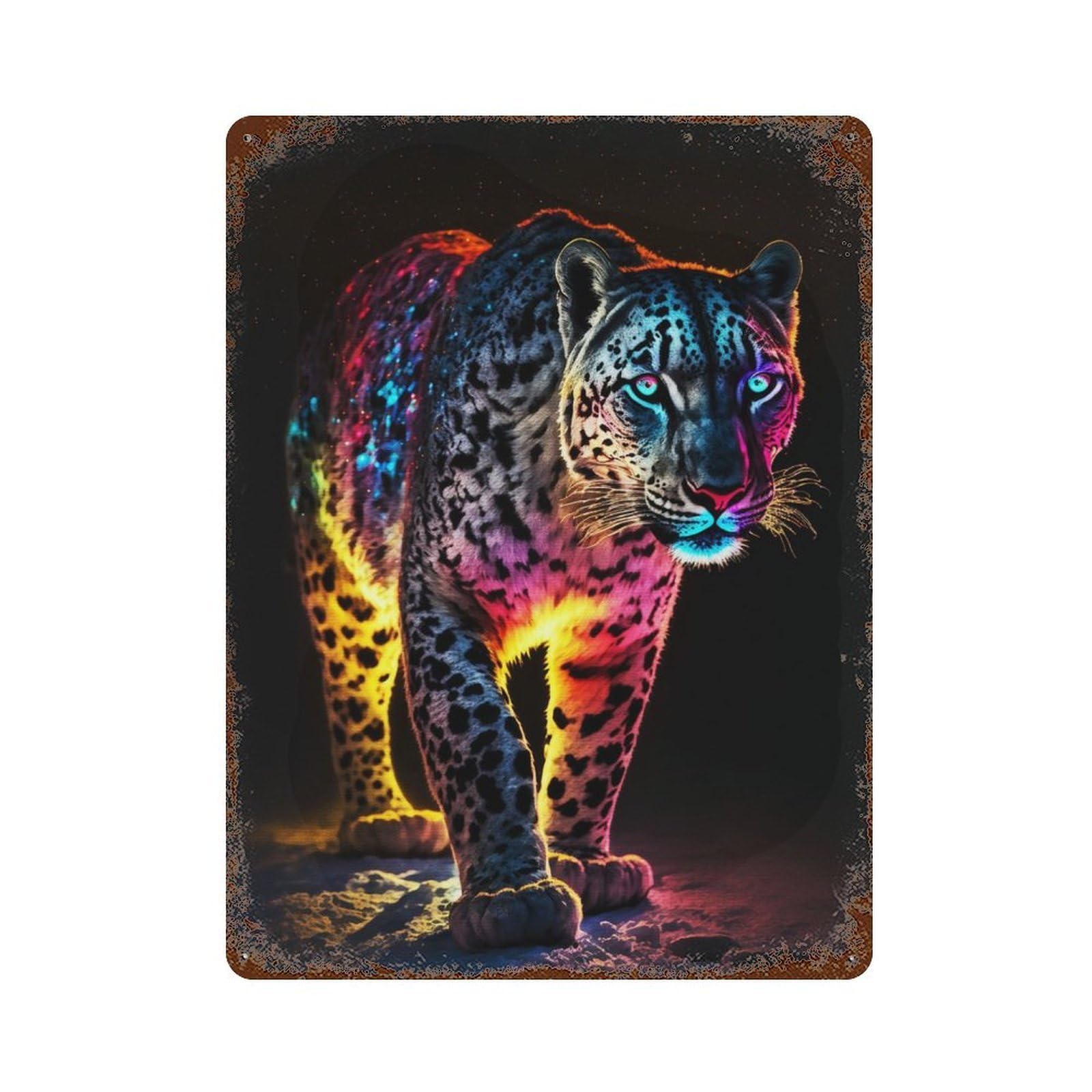 Garage Style Colorful Tigers Vintage Rust Metal Sign 15.7"x11.8", Rustic Home Decor for Bar And Workshop