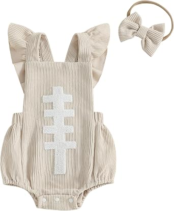 Newborn Baby Girl Football Outfit Corduroy Rugby Smocked Romper Bodysuit Suspender Jumpsuit Bib Overalls Fall Clothes