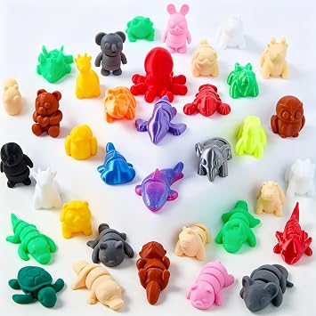 JOYIN 36 Pcs Mini 3D Printed Mix Animals Set, 36 Different Animals 3D Printed Toys - Cute Articulated Flexible Figurines Fidget Toys for Party Favors Birthday Gifts Desk Pets