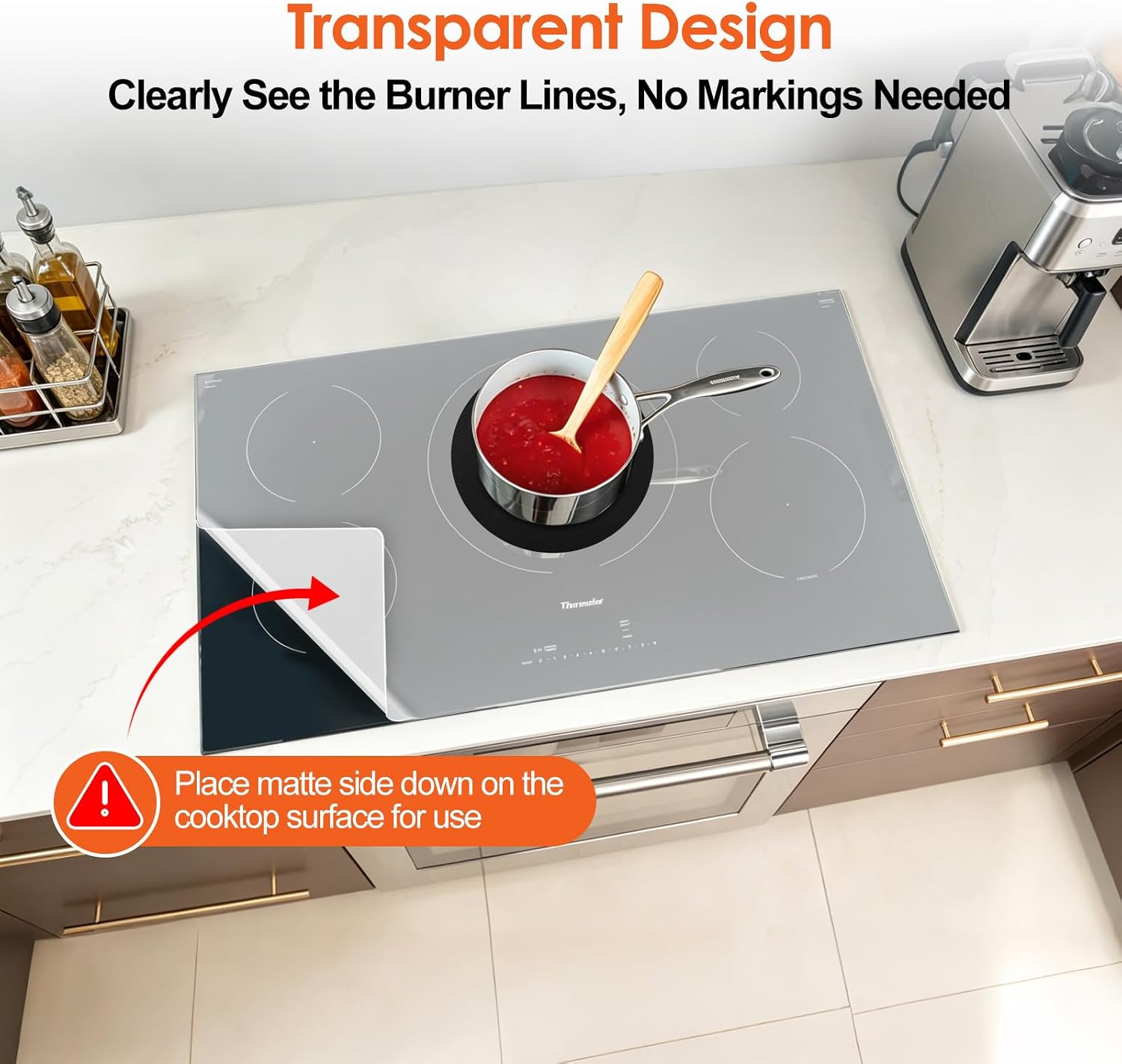 Transparent Silicone Induction Cooktop Protector Mat, Large 23.6"x31.5"