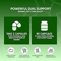 Vista 4 de Suplemento probiótico y colágeno: salud intestinal, piel clara, prebióticos, antioxidantes, 20 mil millones de UFC, péptidos de colágeno, alivio