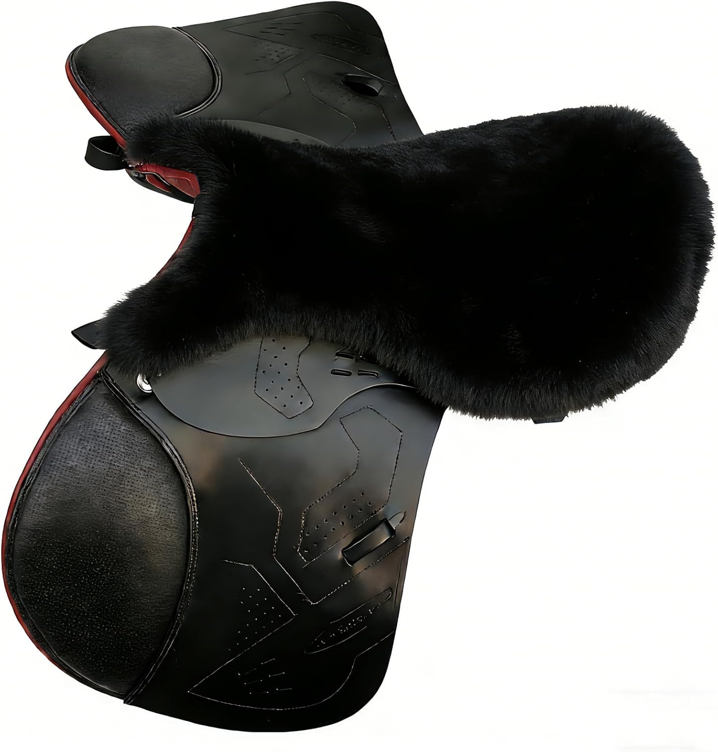 Genuine Sheepskin Saddle Pad, Breathable and Non-Slip British-Style Sheepskin Saddle Seat Cover