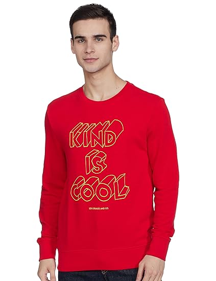 Men's Cottonblend Crew Neck Sweatshirts (59638-0090XL_Red-02_XL)