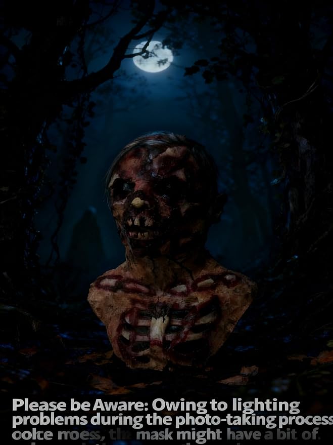 Máscara de cabeza de zombie de Halloween aterradora para adultos miniatura 3