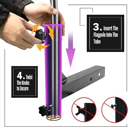 Miniatura 3 de Anley Soporte universal para mástil de bandera para automóvil, compatible con receptor de enganche estándar de 2 pulgadas para camión, Jeep, Van y