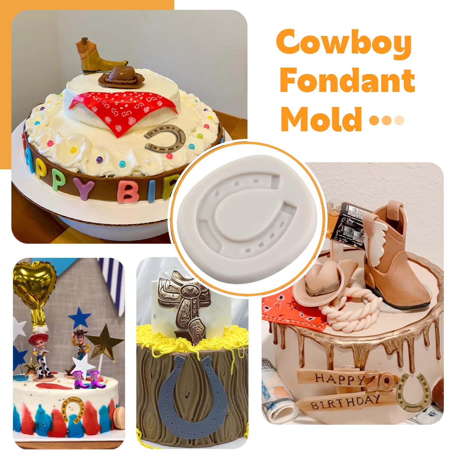 Moules en silicone en forme de tête de taureau, chapeau de cowboy, moule à chocolat, moule de selle, sabot de cheval, moule de cuisson pour décoration de gâteau sur le thème du Moules en silicone en forme de tête de taureau, chapeau de cowboy, moule à chocolat, moule de selle, sabot de cheval, moule de cuisson pour décoration de gâteau sur le thème du