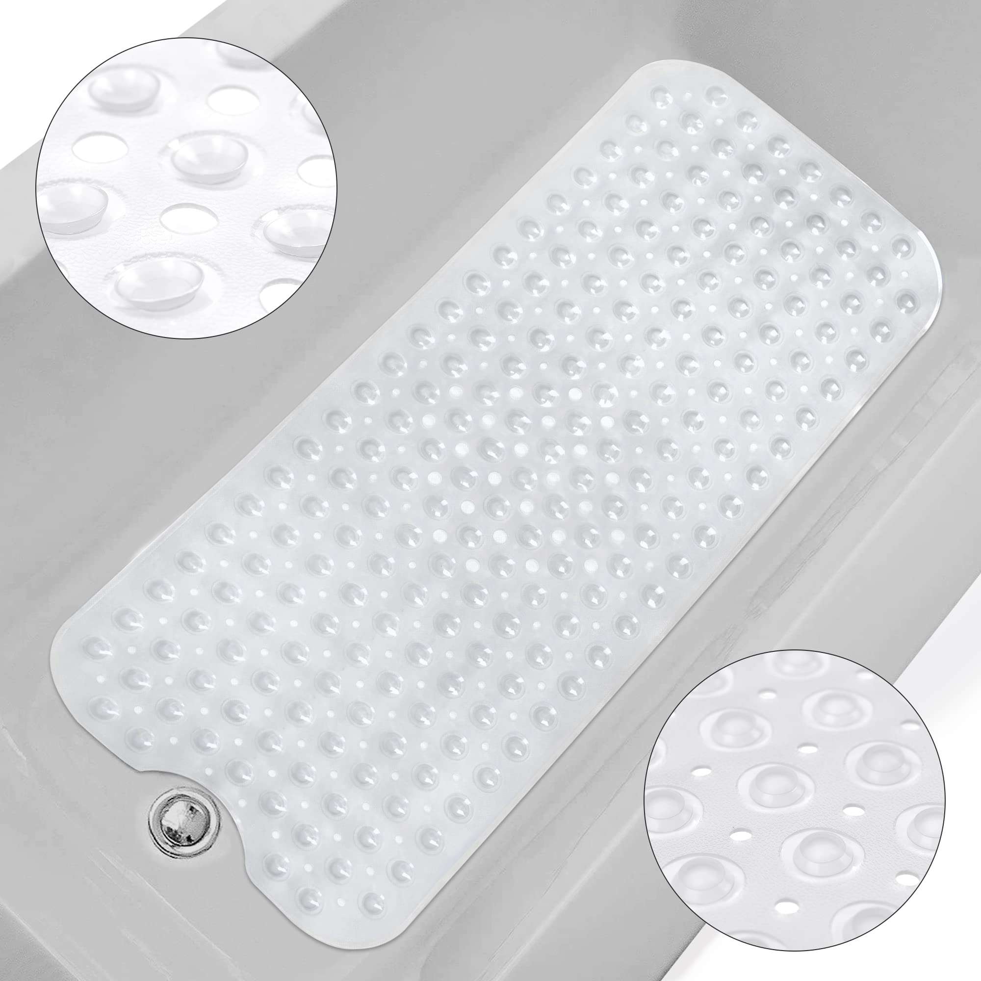 Premium Bath Mat 40cm x 100cm - Bathroom Accessory, Non-Slip and Anti-Mould Design, Ideal for Safety and Hygiene in Your Home, Durable and Stylish for Modern Bathroom Décor (Clear)