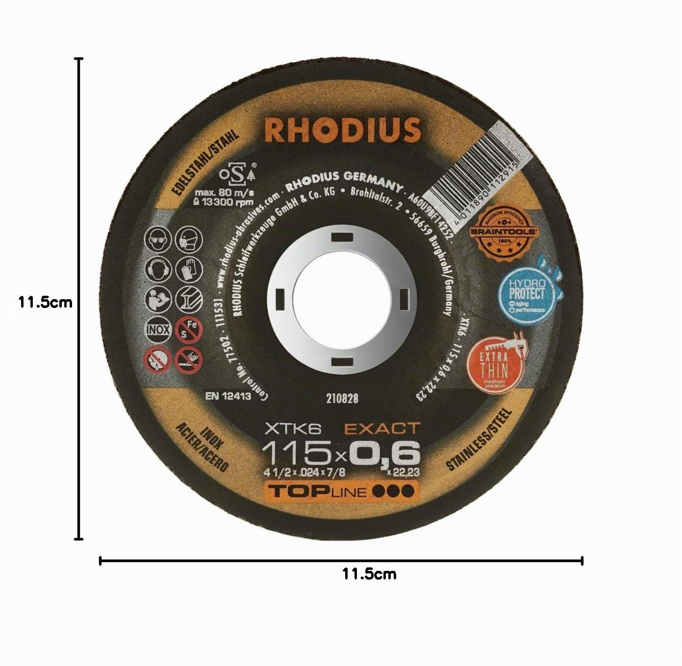 RHODIUS XTK6 EXACT BOX - Disco da taglio extra sottile, 115 x 0,6 x 22,23 mm