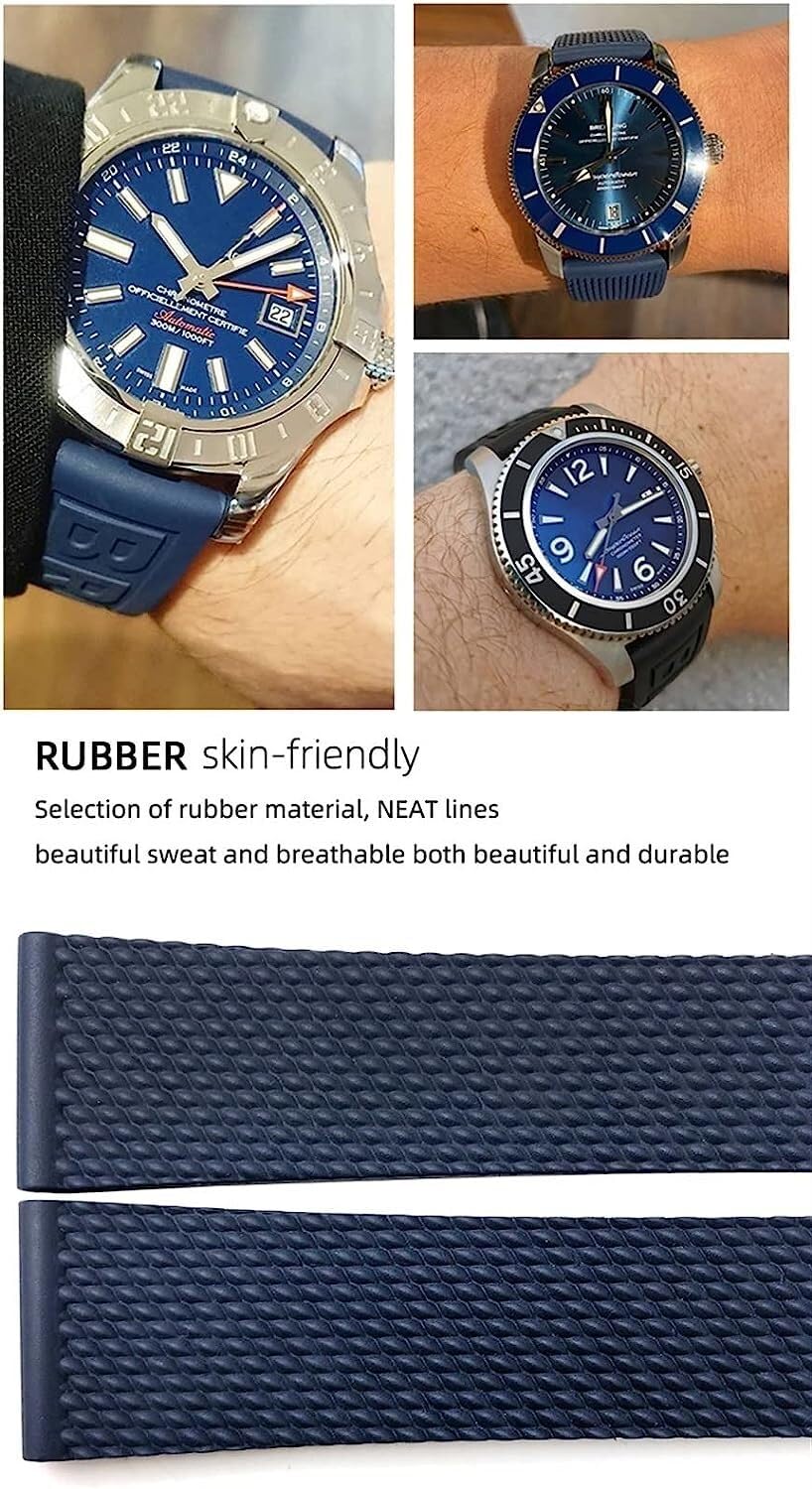 22mm 24mm cinturino in gomma intrecciata per Breitling Avenger Superocean Heritage cinturino per orologio accessori di ricambio