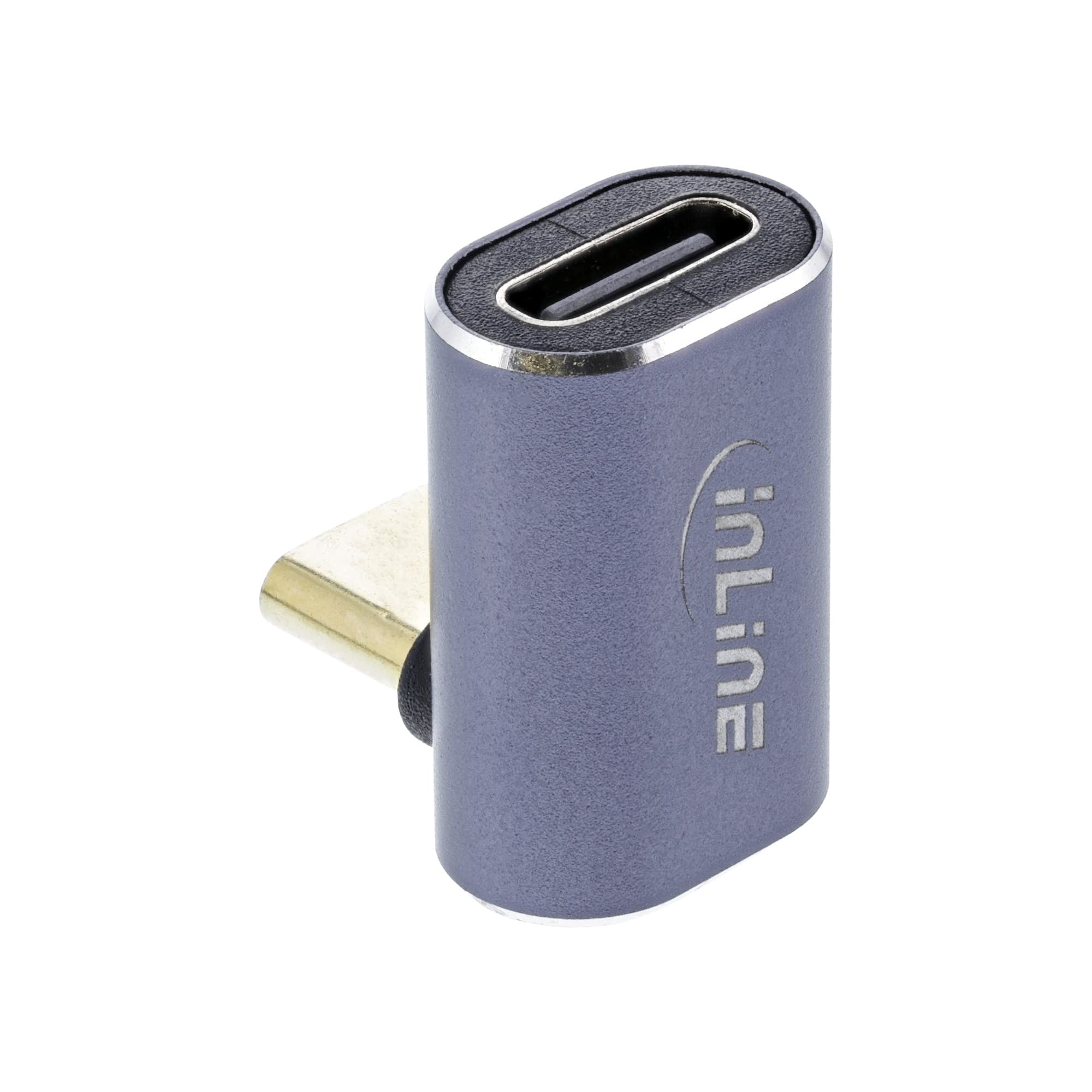 InLine® USB4 Adaptor, USB Type-C Male/Female Upper/Bottom Angled, Aluminium, Grey
