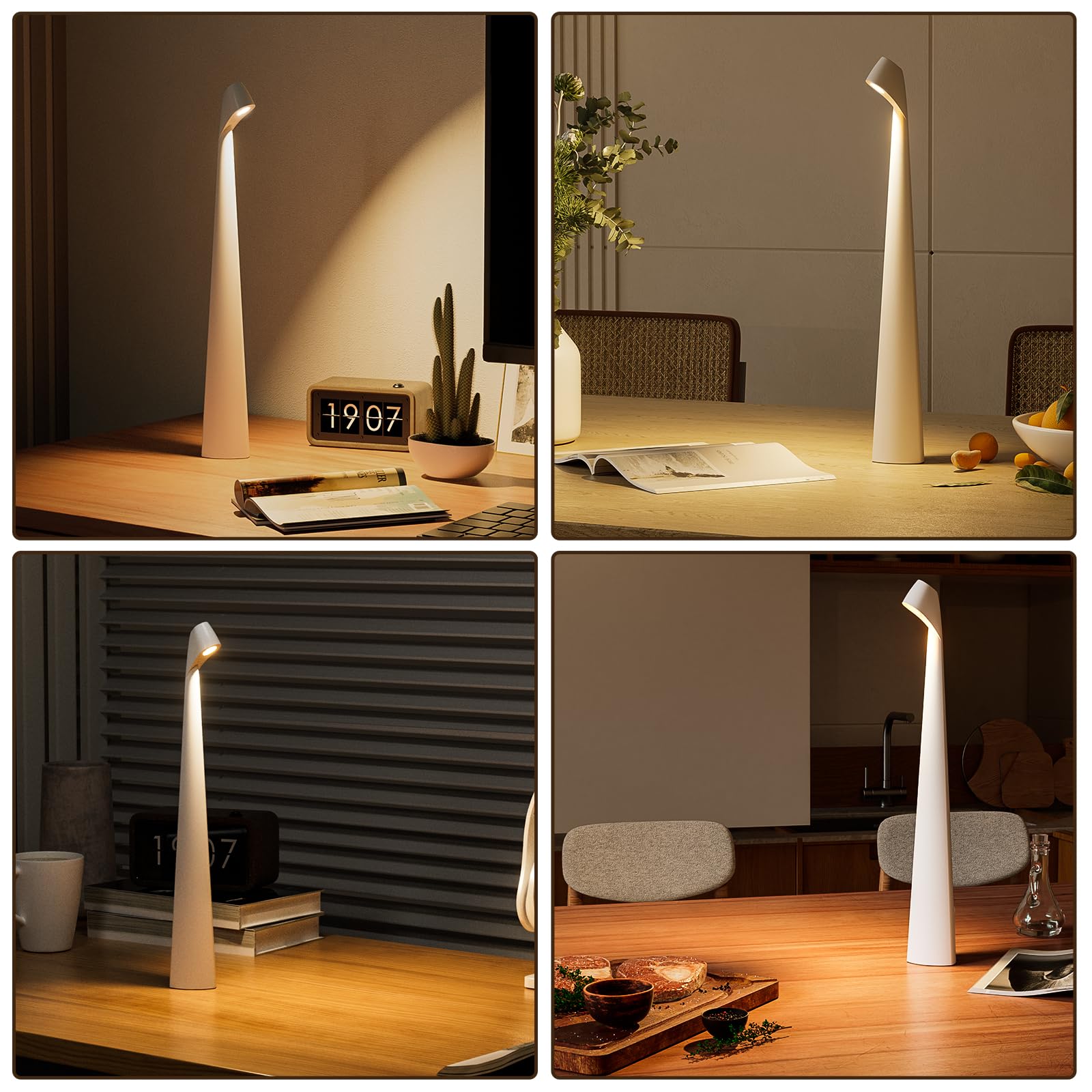 HAPYGI Lámpara de escritorio LED inalámbrica portátil, lámpara de mesa inalámbrica recargable, brillo de 3 niveles, lámpara de mesa de patio, luz nocturna de noche, luz ambiental de comedor, luz de