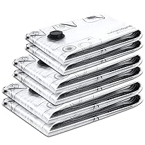 ETROBOT 6 pezzi Sacchetti Sottovuoto Vestiti (2 Grandi 80x60cm + 2 Medi 70x50cm + 2 Piccoli 60x40cm) Sacchi Sottovuoto Piumoni per Vestiti,Lenzuola,Piumoni,Cuscini,Coperte,Viaggi,Traslochi
