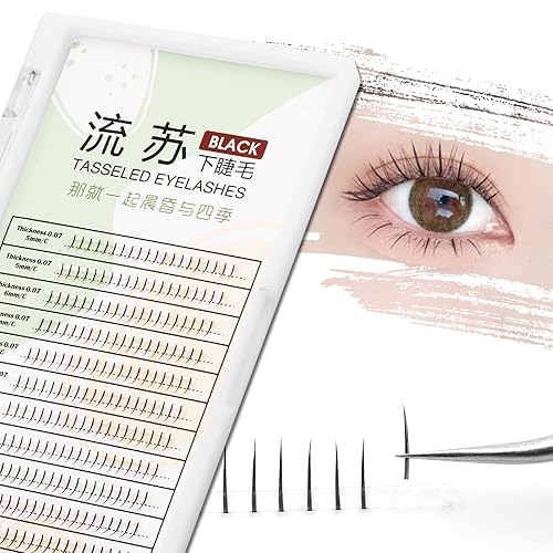 FinyDreamy Pestañas inferiores, extensiones individuales de pestañas inferiores de rizo C, pestañas inferiores, pestañas individuales, aspecto