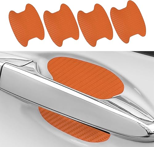 UGSHY Paquete de 4 protectores de fibra de carbono antiarañazos para puerta de automóvil, película protectora para manija de puerta de automóvil,