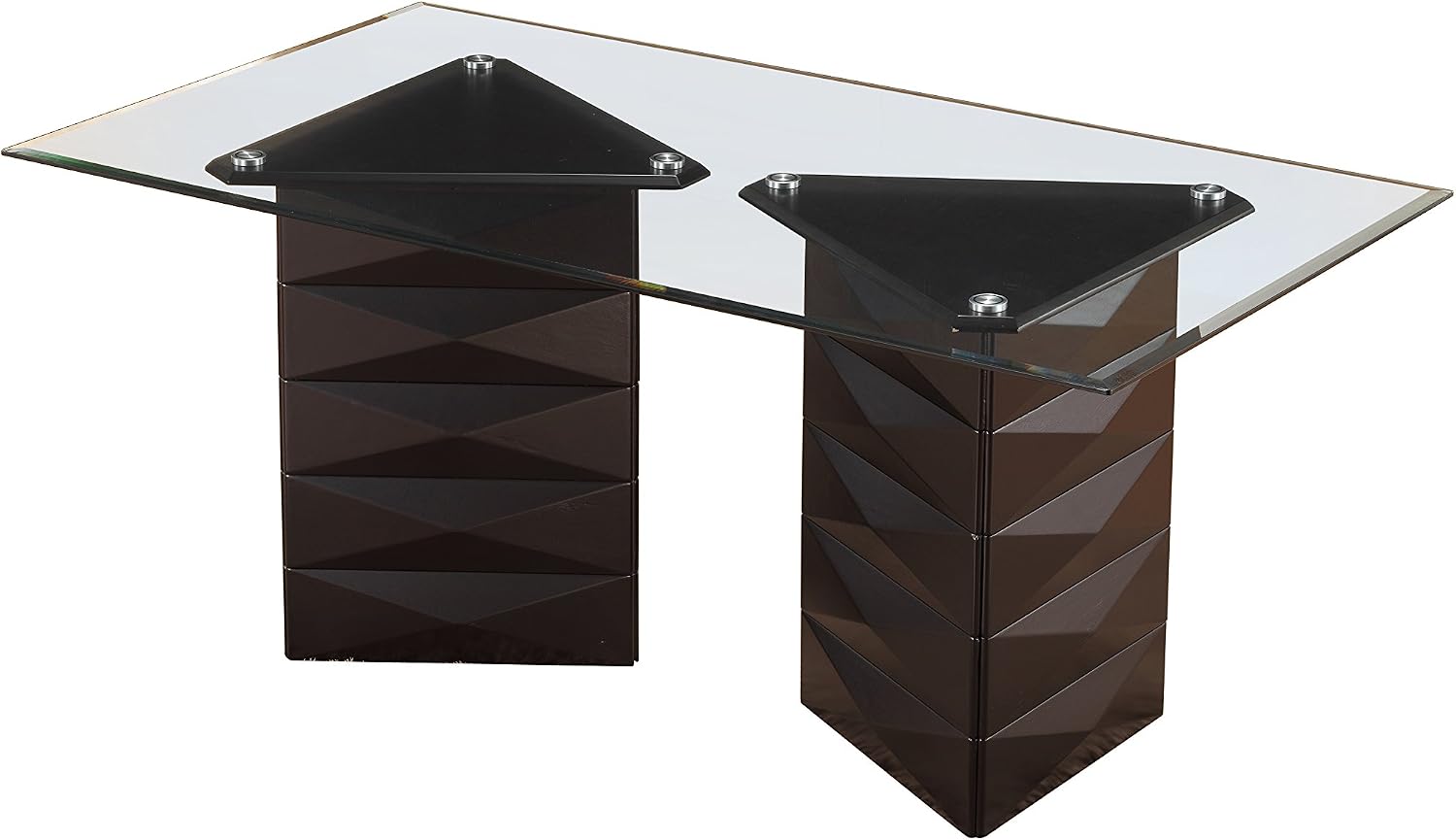 Kings Brand Furniture - Emerson Glass/Wood Dinette Dining Room Table, Cappuccino