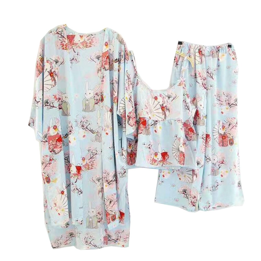 Elegante pantalón Ancho Pijama Bata de Tres Piezas Traje - # 05