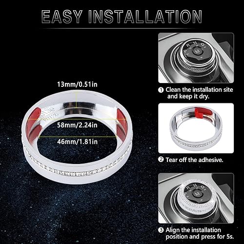 Miniatura 7 de PIFOOG Bling Explorer Accesorios para Ford 2023 2022 2021 2020 Cubierta de Perilla de Cambio de Marchas Calcomanía Cristal Perillas de Interruptor