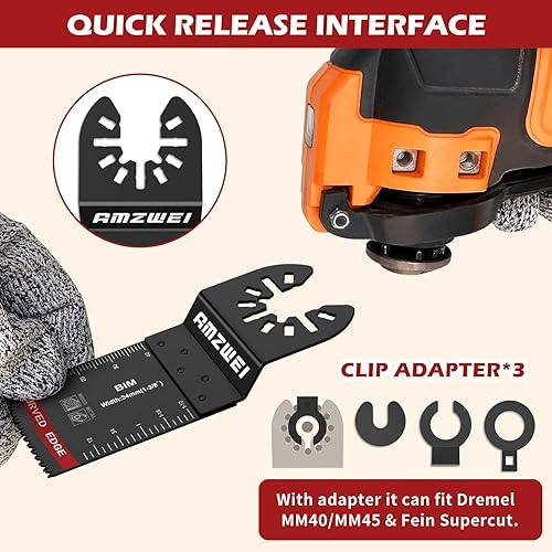 Miniatura 7 de 10 hojas de herramientas oscilantes bimetálicas, cuchillas multiherramienta de borde curvado de 1-38 pulgadas para madera con clavos, metal, madera,