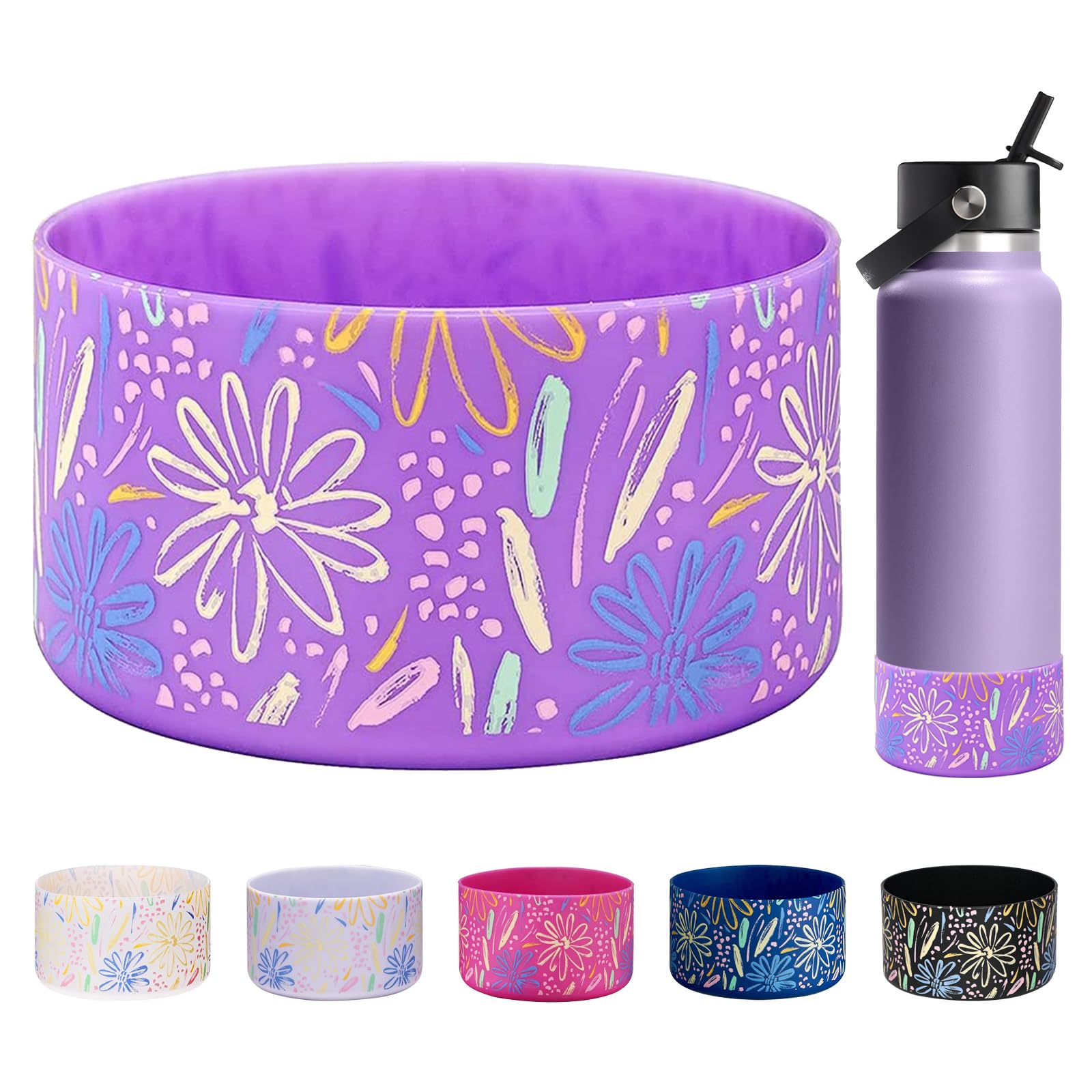 WK IEASON Protective Silicone Base Boot for Hydro Flask Wide Mouth Water Bottle, Anti-Slip Silicone Sleeve Cover Bumper for Hydro Water Bottle