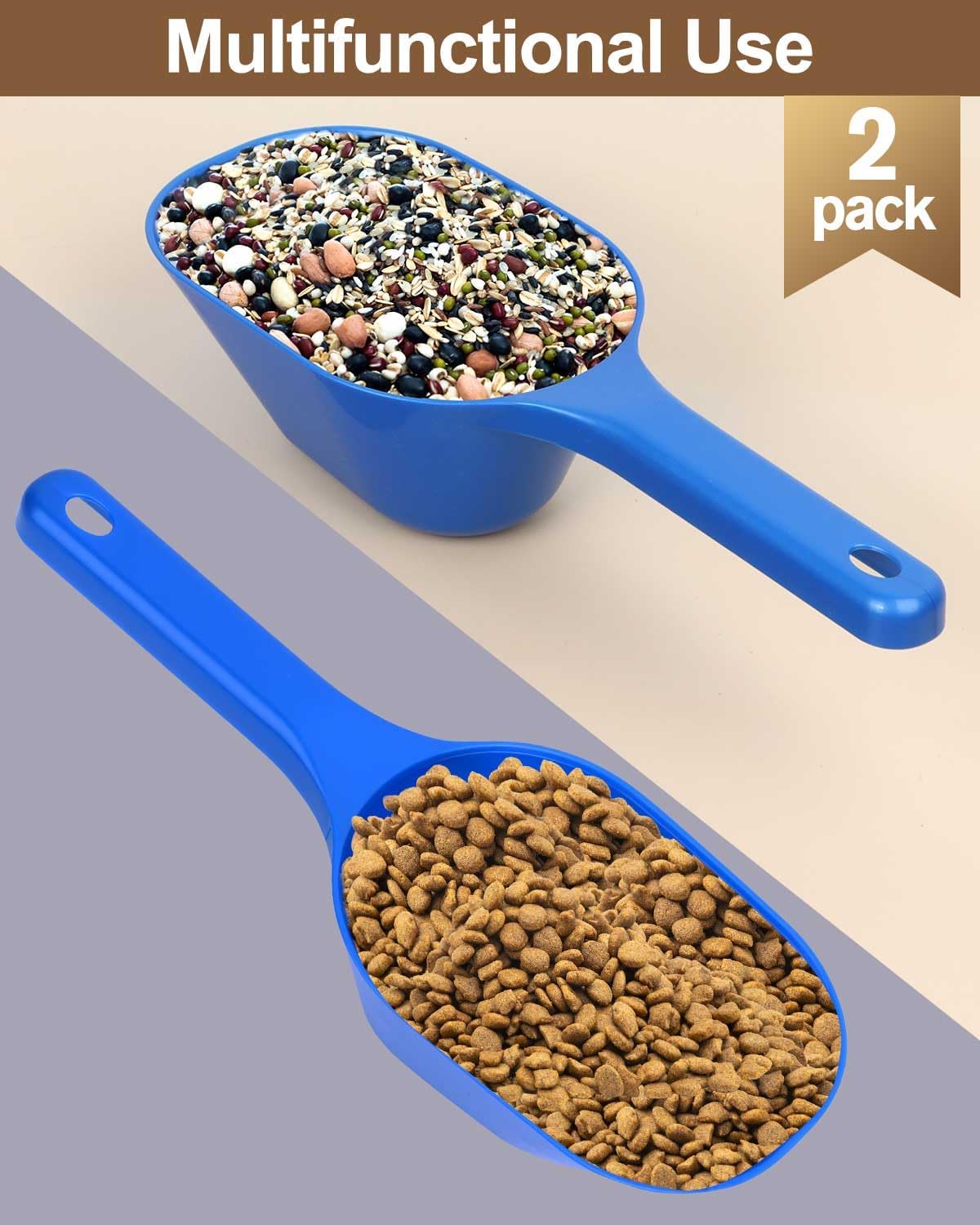 2 Pack Dog Food Scoop, 1 Cup Pet Food Scoop With Measuring Lines (Blue) image 3