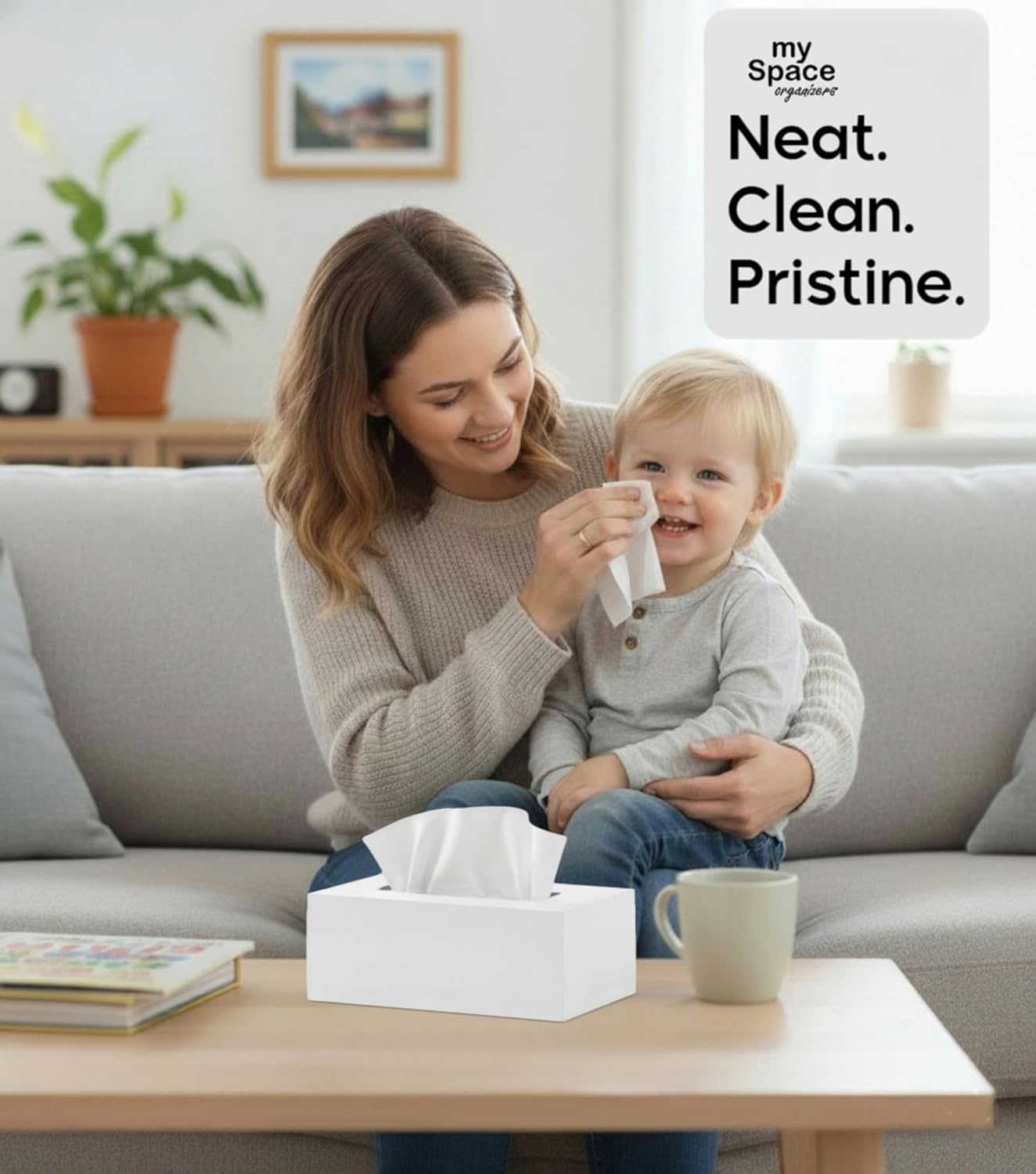 Tissue Box Cover Rectangle - Tissue Box Holder Rectangular - Compatible with Kleenex - Acrylic White Bathroom Accessories Decor