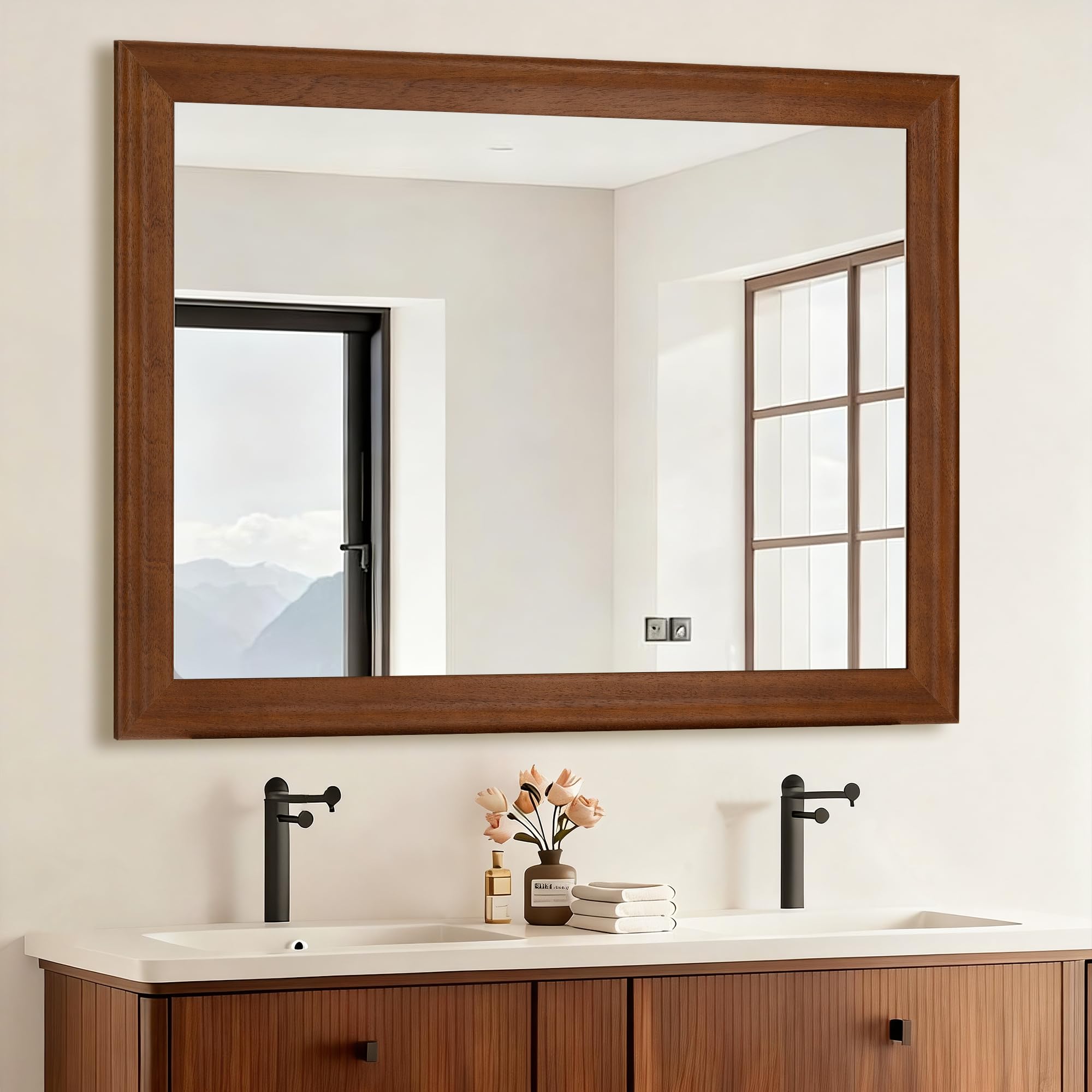Amazon.com: Tanmicoshomy 30 x 40 Inch Wood Bathroom Mirror for