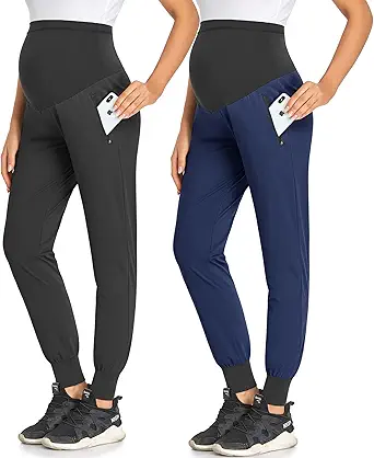 AMPOSH Women's Maternity Quick-Dry Pants Workout Scrub Joggers Pregnancy Sweatpants