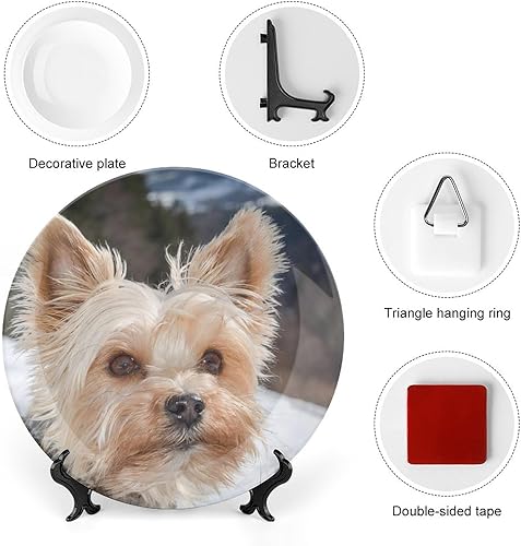 Miniatura 10 de Plato decorativo de perro Rottweiler Flower Dogshoting, placa decorativa de pared de cerámica, placa decorativa con soporte, placa redonda de