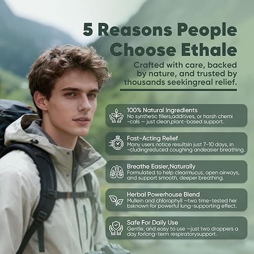 Miniatura 5 de ETHALE Gotas de gordolobo para pulmones  Gotas pulmonares de gordolobo + clorofila, apoyo respiratorio y fórmula de desintoxicación pulmonar con