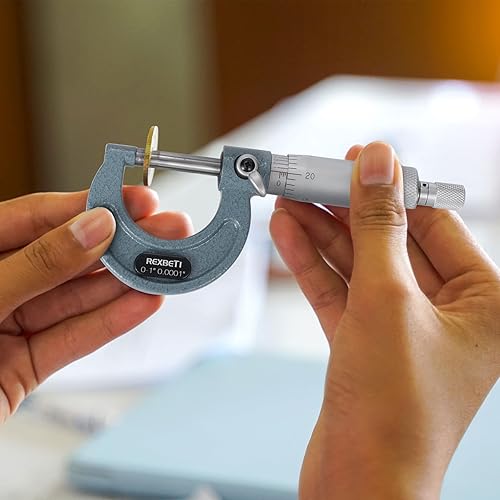 Miniatura 15 de REXBETI Micrómetro digital, herramientas de medición profesionales en pulgadas/métricas de 0.00005"/0.001 mm, calibre de grosor de resolución, funda
