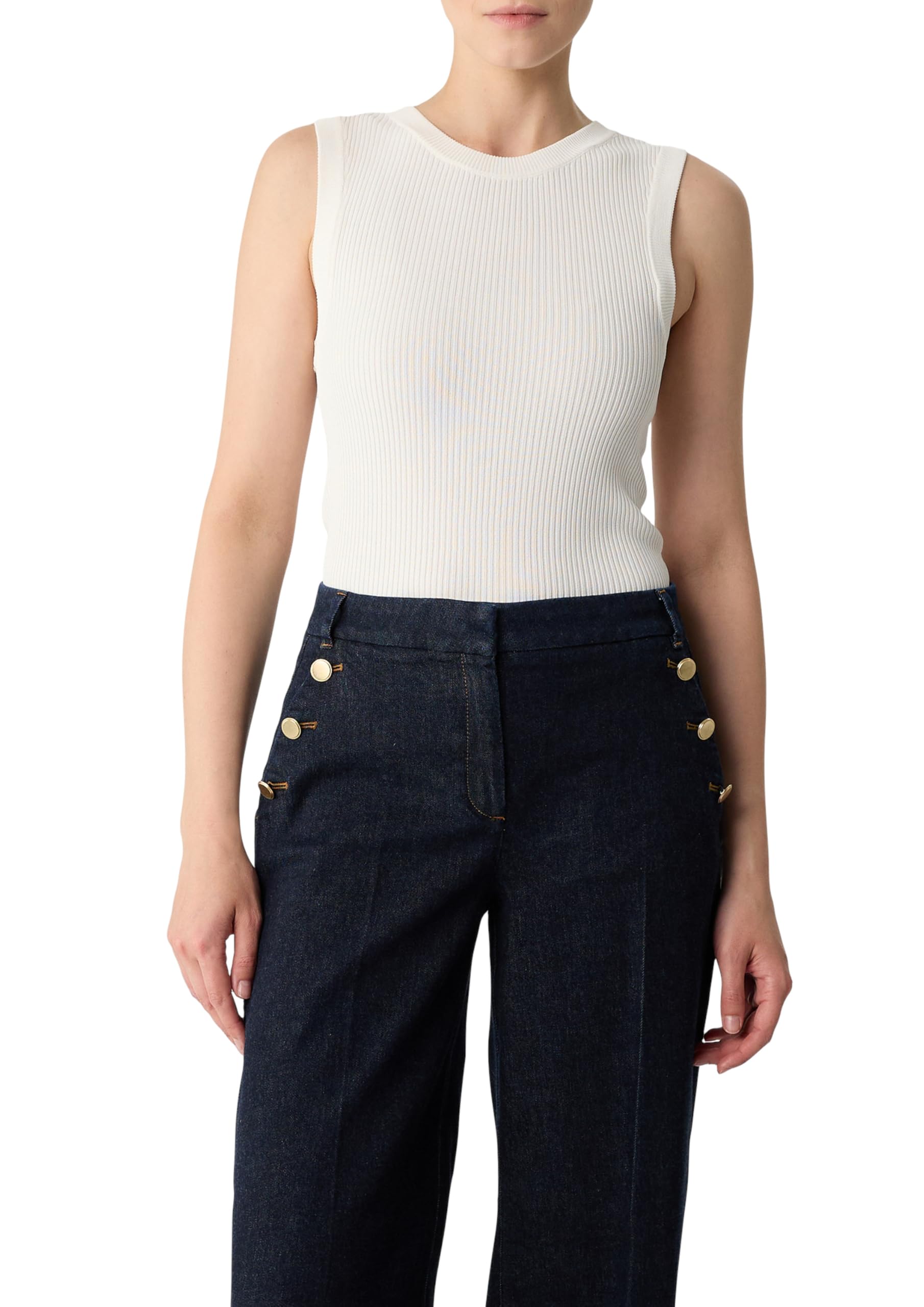 Comma Geripptes Stricktop aus Viskosemix im Slim Fit