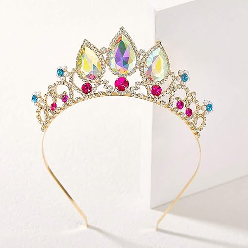 Miniatura 5 de SWEETV Tiaras de princesa para niñas pequeñas, diadema de corona, cumpleaños, boda, Halloween, cosplay, accesorios para el cabello