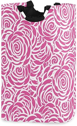Storage Box Valentines Day Doodles Floral Pink Rose Collapsable 54 Quart Hamper For Closet Toys cesta para ropa