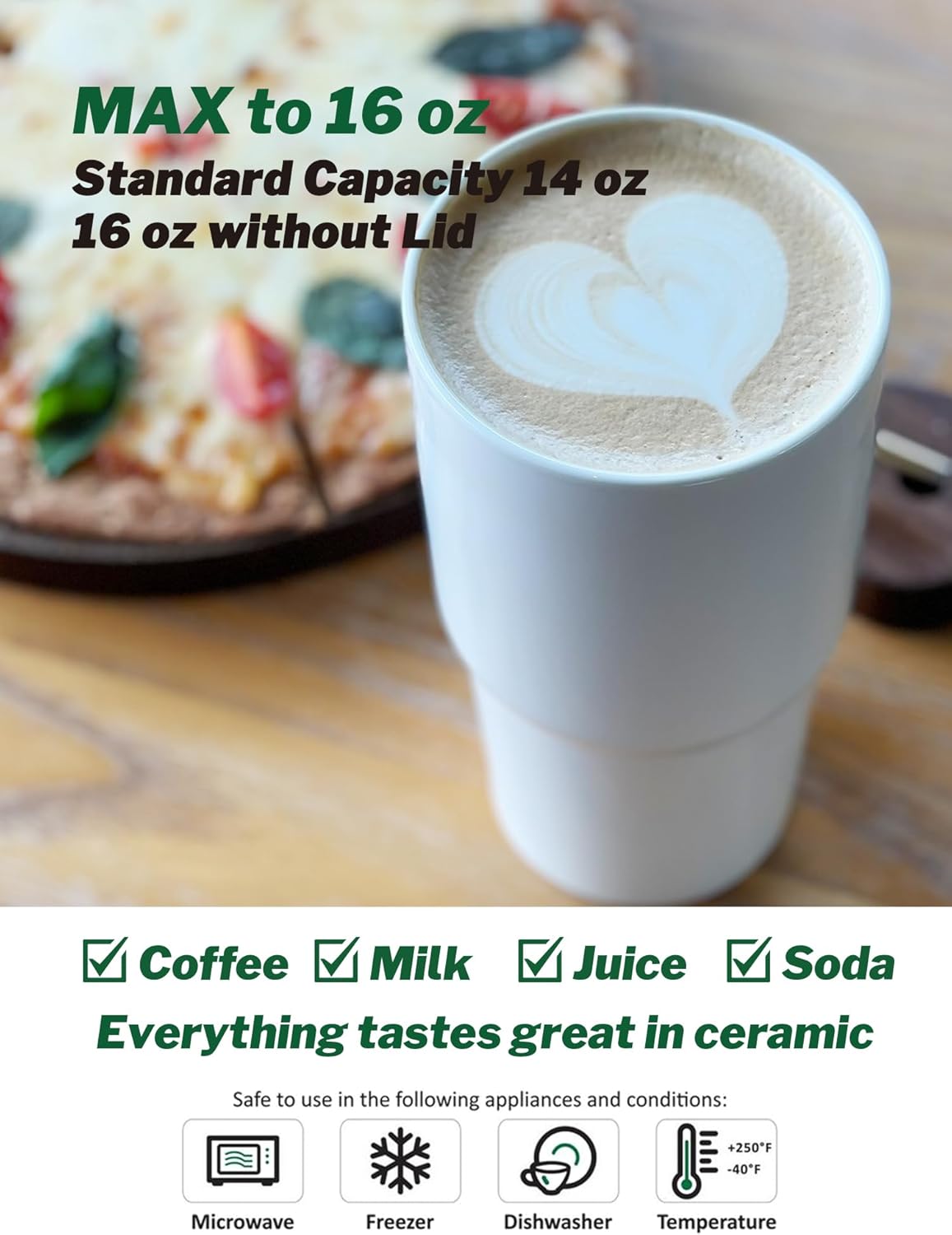 Ceramic Double Wall Insulated Travel Coffee Cup with Slider Lid & Silicone Boot, 16 fl.oz Grande Mug (Glossy White) - Image 3