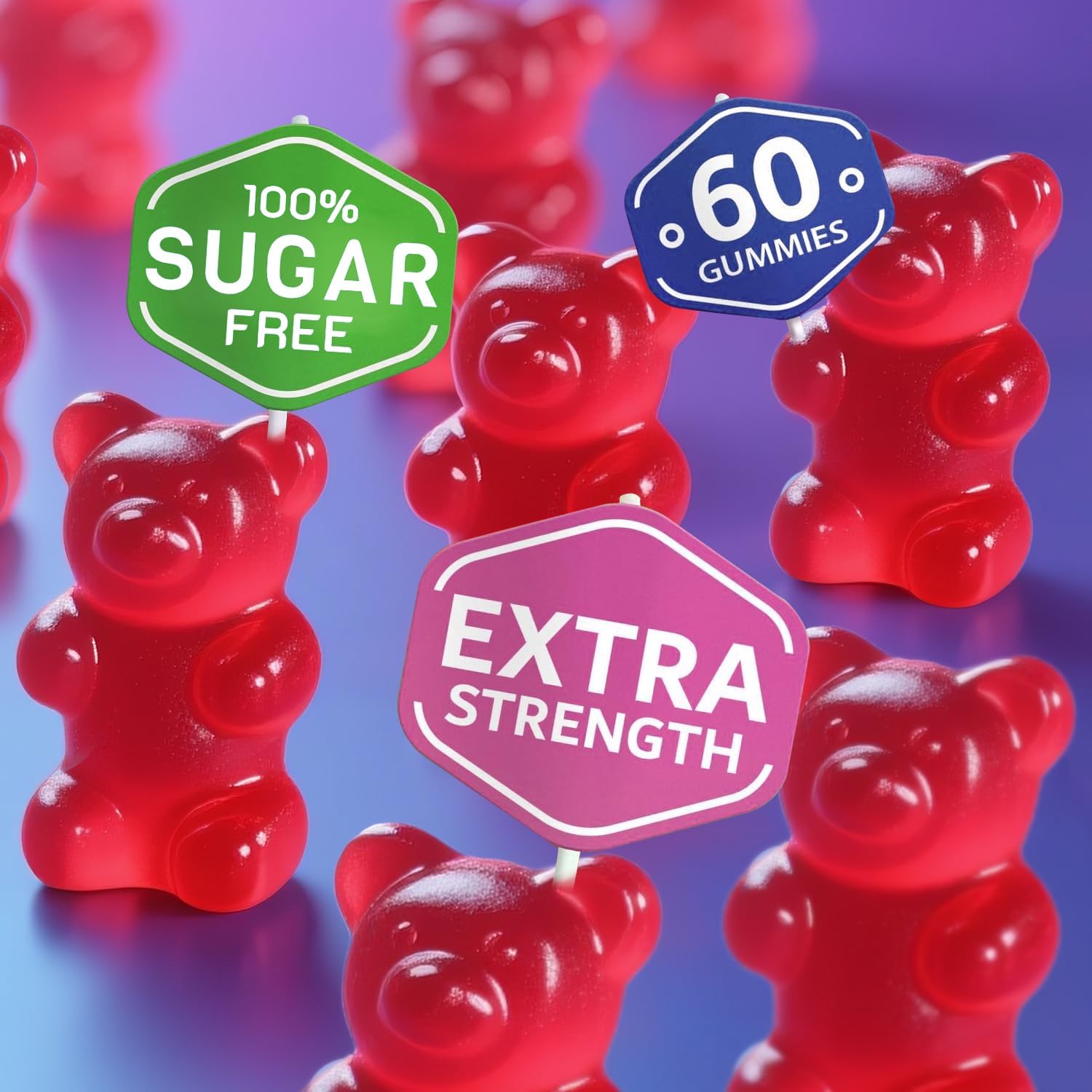 Magnesium Glycinate Gummies 400mg, Sugar Free Mаgnеsium Gummiеs for Adults with Magnesium Malate, Zinc, and Vitamin B6 for Sleep, Body Support and Relaxation, Non GMO, 60 Count-Multi-Flavor - Image 5