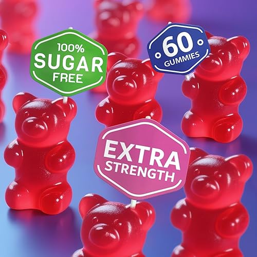 Miniatura 5 de Gomitas de glicinato de magnesio de 400 mg, gomitas de masaje sin azúcar para adultos con malato de magnesio, zinc y vitamina B6 para dormir, apoyo