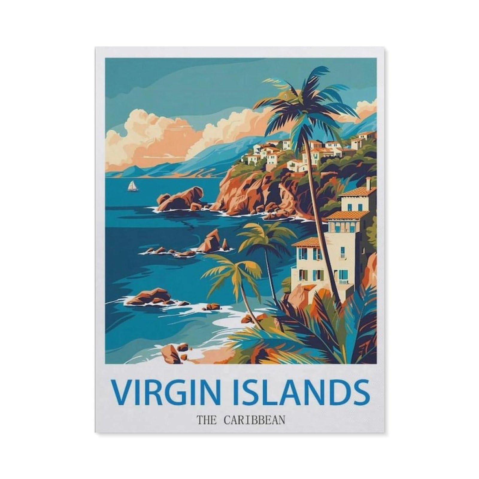 Virgin Islands The Caribbean，Retro Metal Tin Sign Vintage Sign For Home Coffee Wall Decor(30x40cm）12x16 inch-EC63
